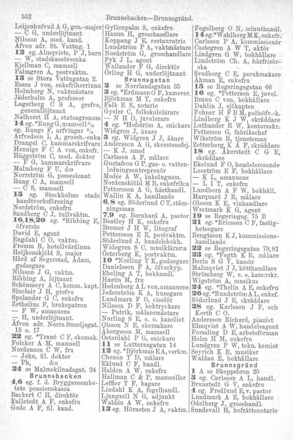 1 Lundström P A, vaktmästare Castegren A W 'r, aktör 12 egoalmqvists, P J, barn Nordström G, grosshandlare Lindgren G W, bokhållare - W, stadskassörsenka Pyk J L, agent Lindström Ch.