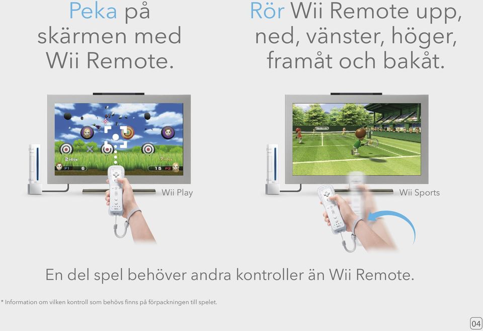 Wii Play Wii Sports En del spel behöver andra kontroller än