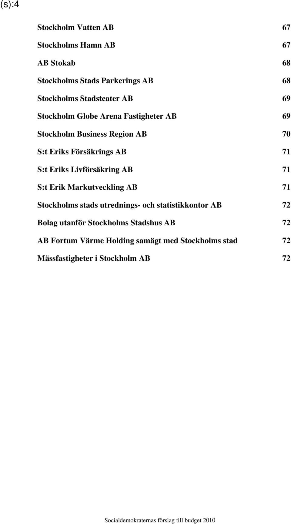 S:t Eriks Livförsäkring AB 71 S:t Erik Markutveckling AB 71 Stockholms stads utrednings- och statistikkontor AB 72