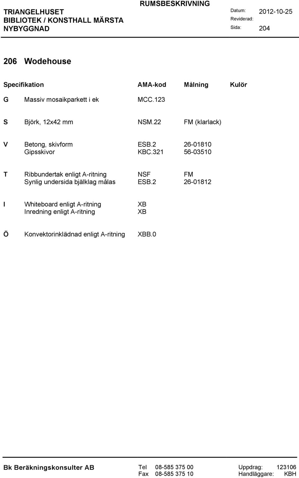 321 56-03510 T Ribbundertak enligt A-ritning NSF FM Synlig undersida bjälklag målas ESB.