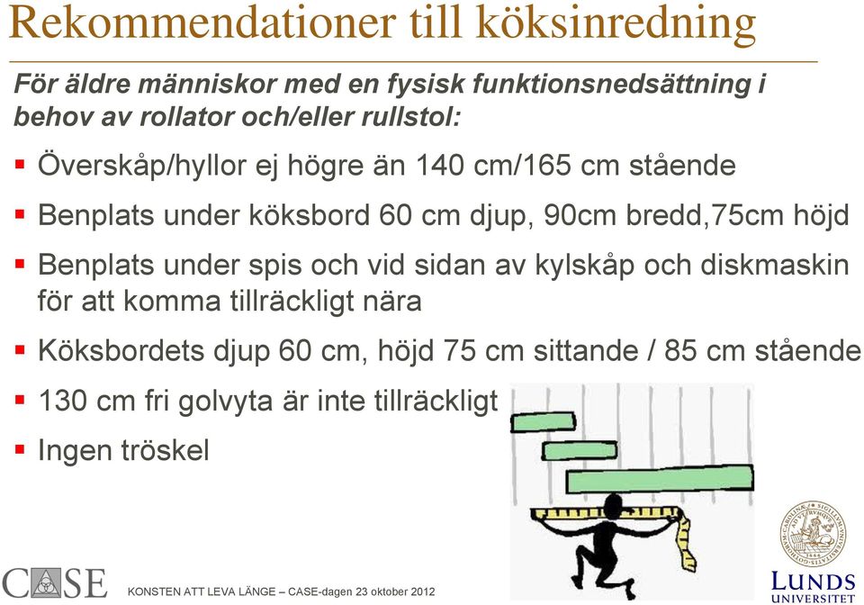 bredd,75cm höjd Benplats under spis och vid sidan av kylskåp och diskmaskin för att komma tillräckligt nära