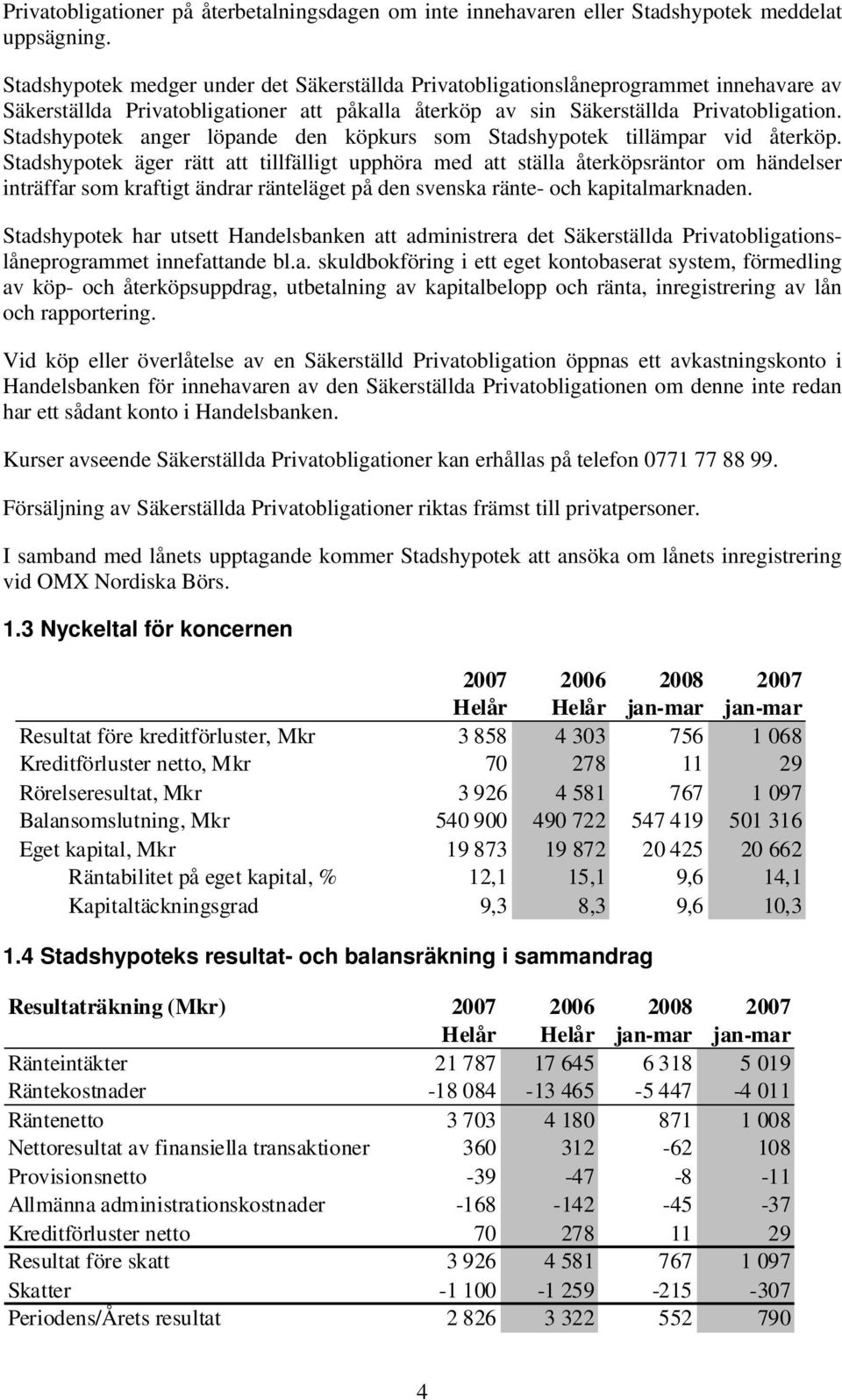 Stadshypotek anger löpande den köpkurs som Stadshypotek tillämpar vid återköp.