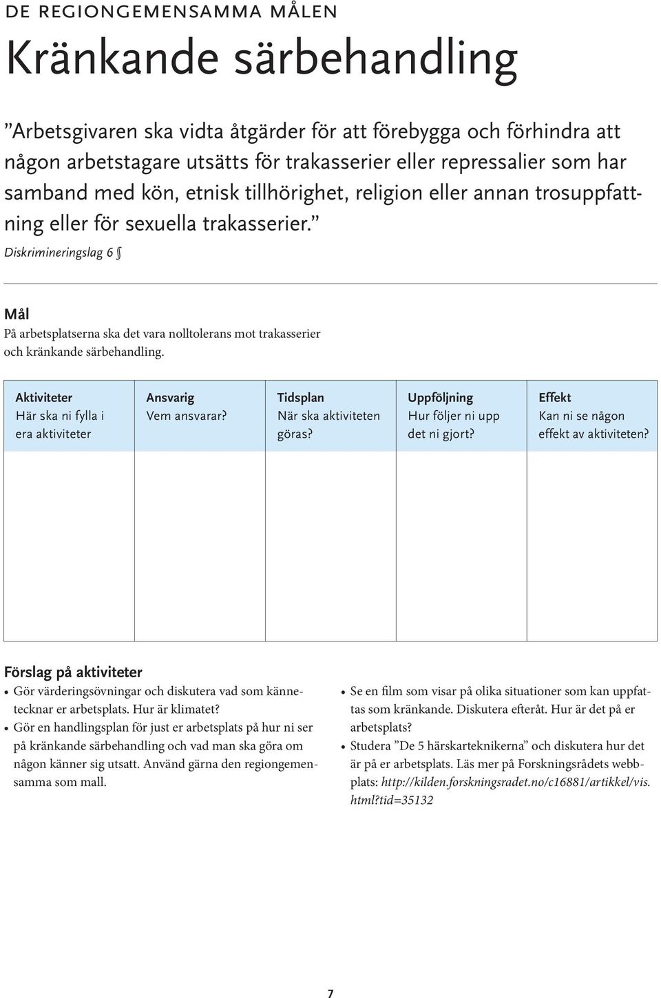 Gör värderingsövningar och diskutera vad som kännetecknar er arbetsplats. Hur är klimatet?