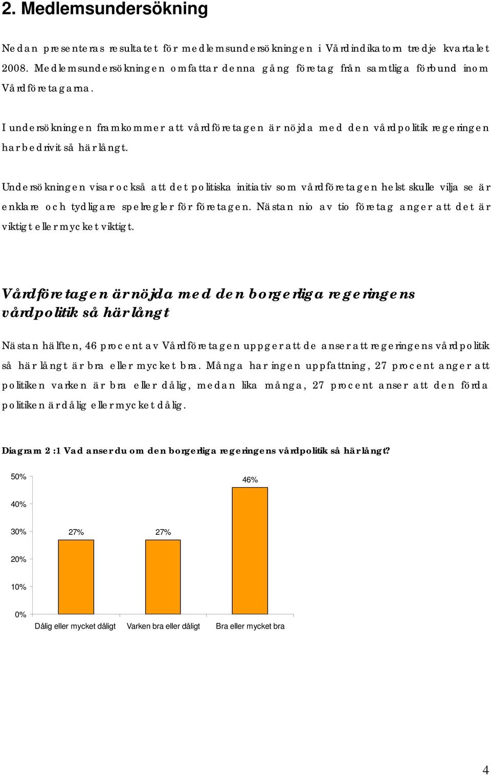 I undersökningen framkommer att vårdföretagen är nöjda med den vårdpolitik regeringen har bedrivit så här långt.