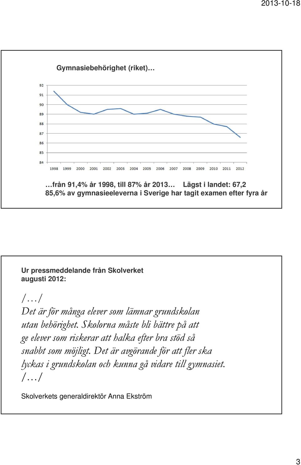 utan behörighet. Skolorna måste bli bättre på att ge elever som riskerar att halka efter bra stöd så snabbt som möjligt.