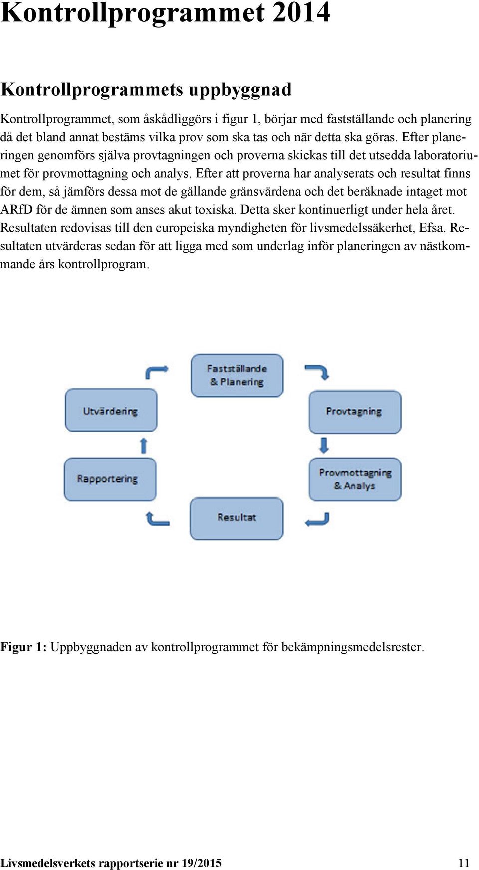 Efter att proverna har analyserats och resultat finns för dem, så jämförs dessa mot de gällande gränsvärdena och det beräknade intaget mot ARfD för de ämnen som anses akut toxiska.