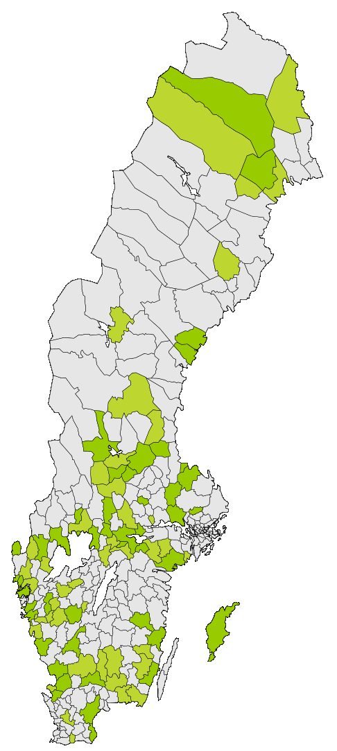 Alingsås Jokkmokk Oskarshamn Alvesta Kalmar Oxelösund Arboga Karlskoga Pajala Bengtsfors Karlskrona Partille Boden Karlstad Ronneby Bollebygd Katrineholm Simrishamn Bollnäs Knivsta Skara Borlänge