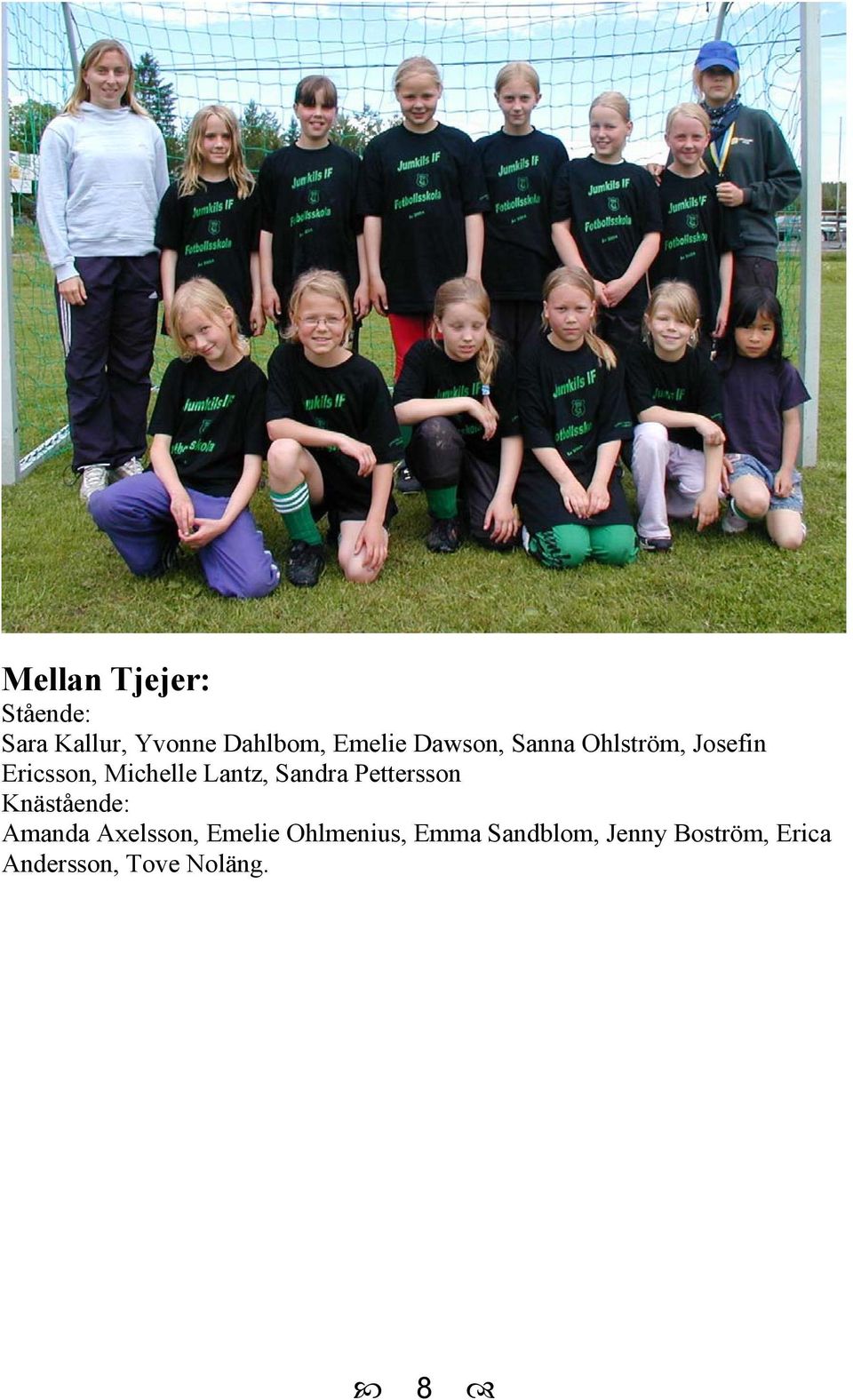 Sandra Pettersson Knästående: Amanda Axelsson, Emelie