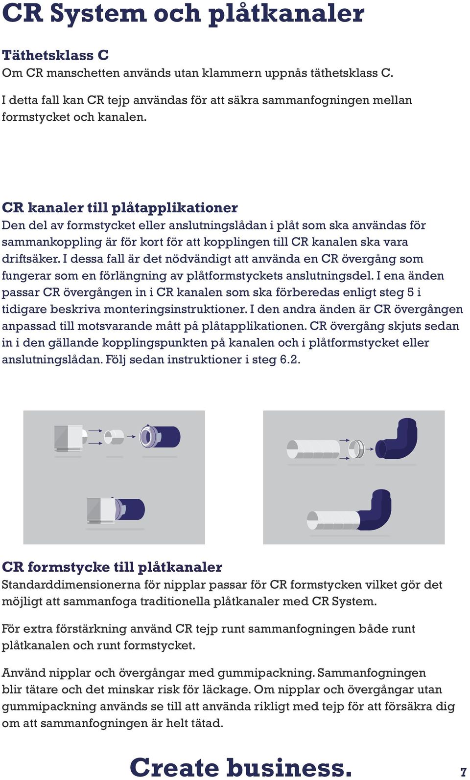 I dessa fall är det nödvändigt att använda en CR övergång som fungerar som en förlängning av plåtformstyckets anslutningsdel.