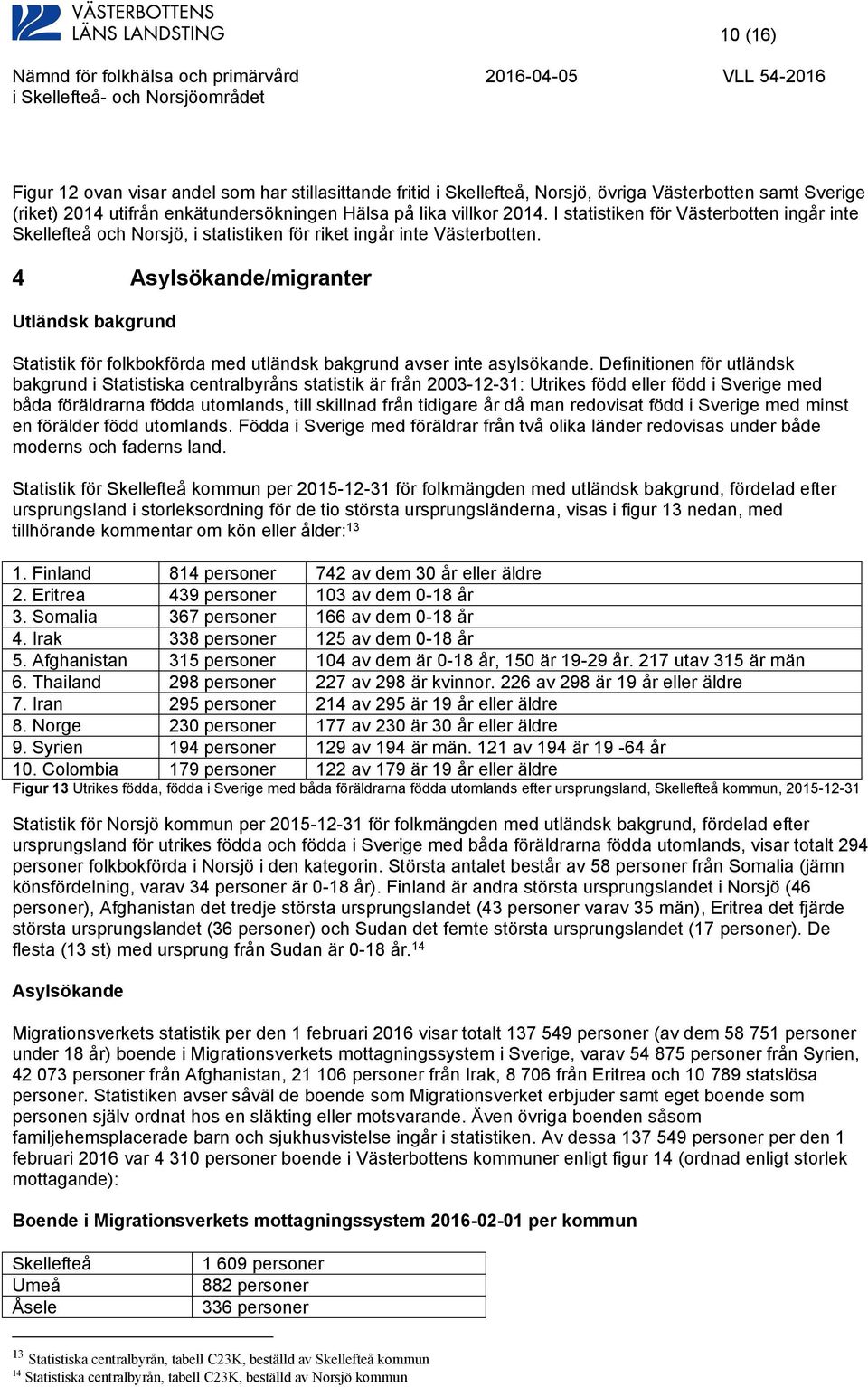 4 Asylsökande/migranter Utländsk bakgrund Statistik för folkbokförda med utländsk bakgrund avser inte asylsökande.