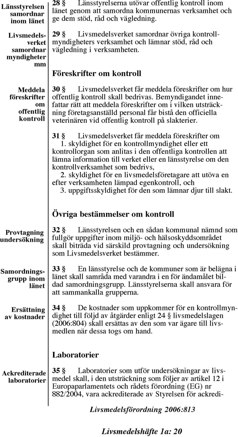 Föreskrifter om kontroll 30 Livsmedelsverket får meddela föreskrifter om hur offentlig kontroll skall bedrivas.