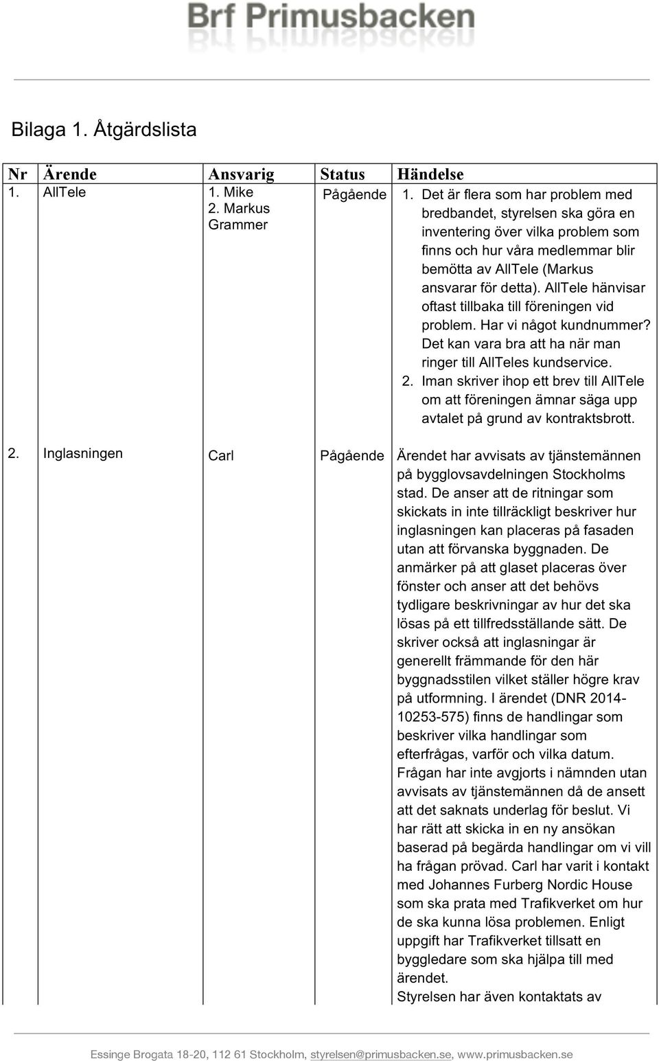 AllTele hänvisar oftast tillbaka till föreningen vid problem. Har vi något kundnummer? Det kan vara bra att ha när man ringer till AllTeles kundservice. 2.