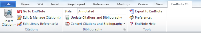 Endnote i Word När du installerar EN så får du en flik i ditt wordprogram som heter Endnote. Placera markören i texten där du vill ha hänvisningen.