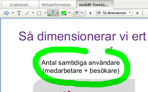 3 Om filen som du delar är ett dokument med någon form av sidindelning kan du växla sida med navigeringsverktygen.