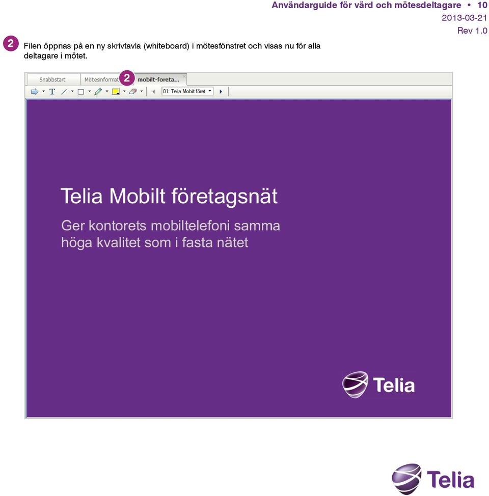 visas nu för alla deltagare i mötet.