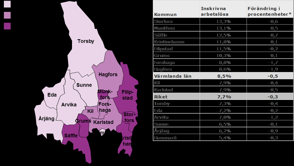 Inskrivna arbetslösa i april 2015 som andel