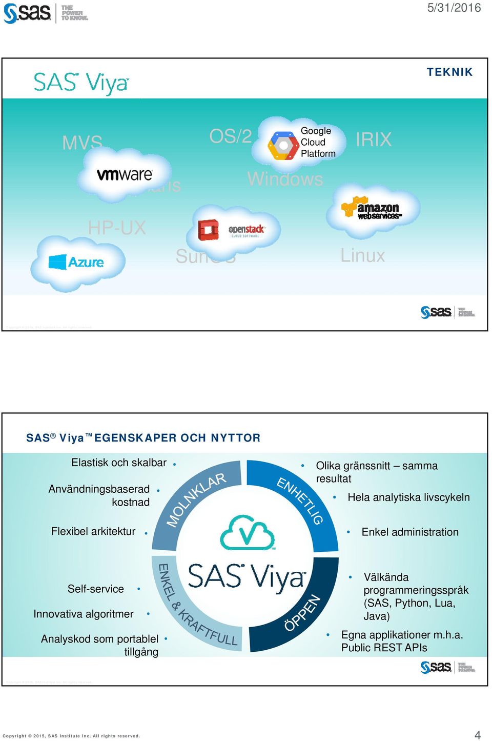 resultat Hela analytiska livscykeln Enkel administration Self-service Innovativa algoritmer Analyskod som