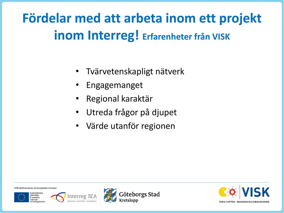 Erfarenheter från VISK Tvärvetenskapligt