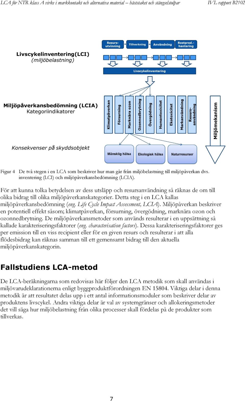 Life Cycle Impact Assessment, LCIA). Miljöpåverkan beskriver en potentiell effekt såsom; klimatpåverkan, försurning, övergödning, marknära ozon och ozonnedbrytning.