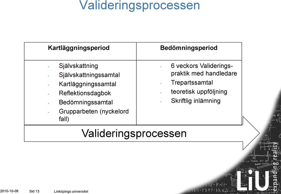 Grupparbeten (nyckelord fall) - 6 veckors Valideringspraktik med handledare -