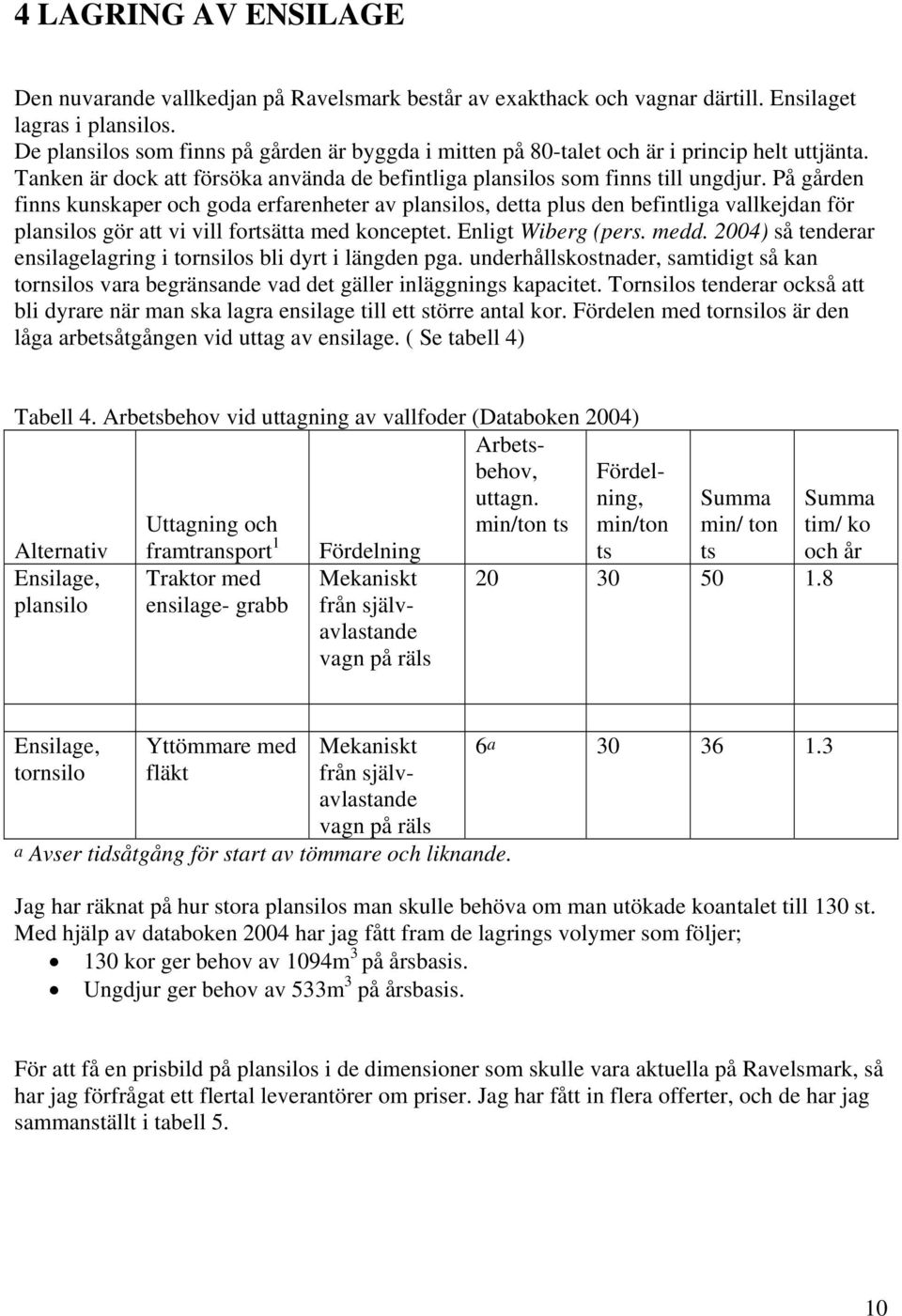 På gården finns kunskaper och goda erfarenheter av plansilos, detta plus den befintliga vallkejdan för plansilos gör att vi vill fortsätta med konceptet. Enligt Wiberg (pers. medd.