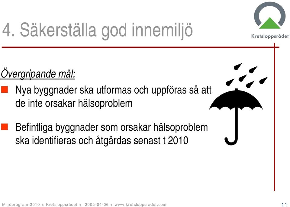 byggnader som orsakar hälsoproblem ska identifieras och åtgärdas senast