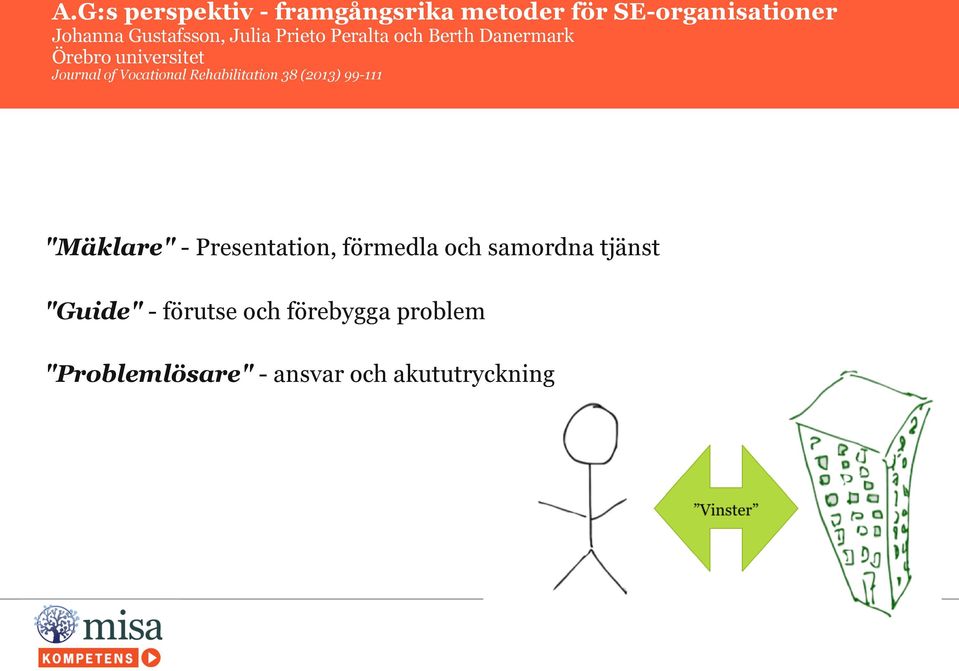 Rehabilitation 38 (2013) 99-111 "Mäklare" - Presentation, förmedla och samordna