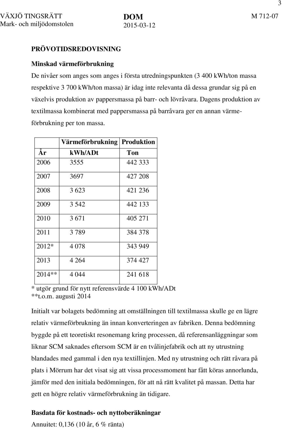 Dagens produktion av textilmassa kombinerat med pappersmassa på barråvara ger en annan värmeförbrukning per ton massa.