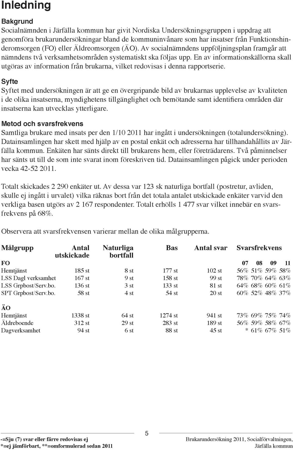 En av informationskällorna skall utgöras av information från brukarna, vilket redovisas i denna rapportserie.