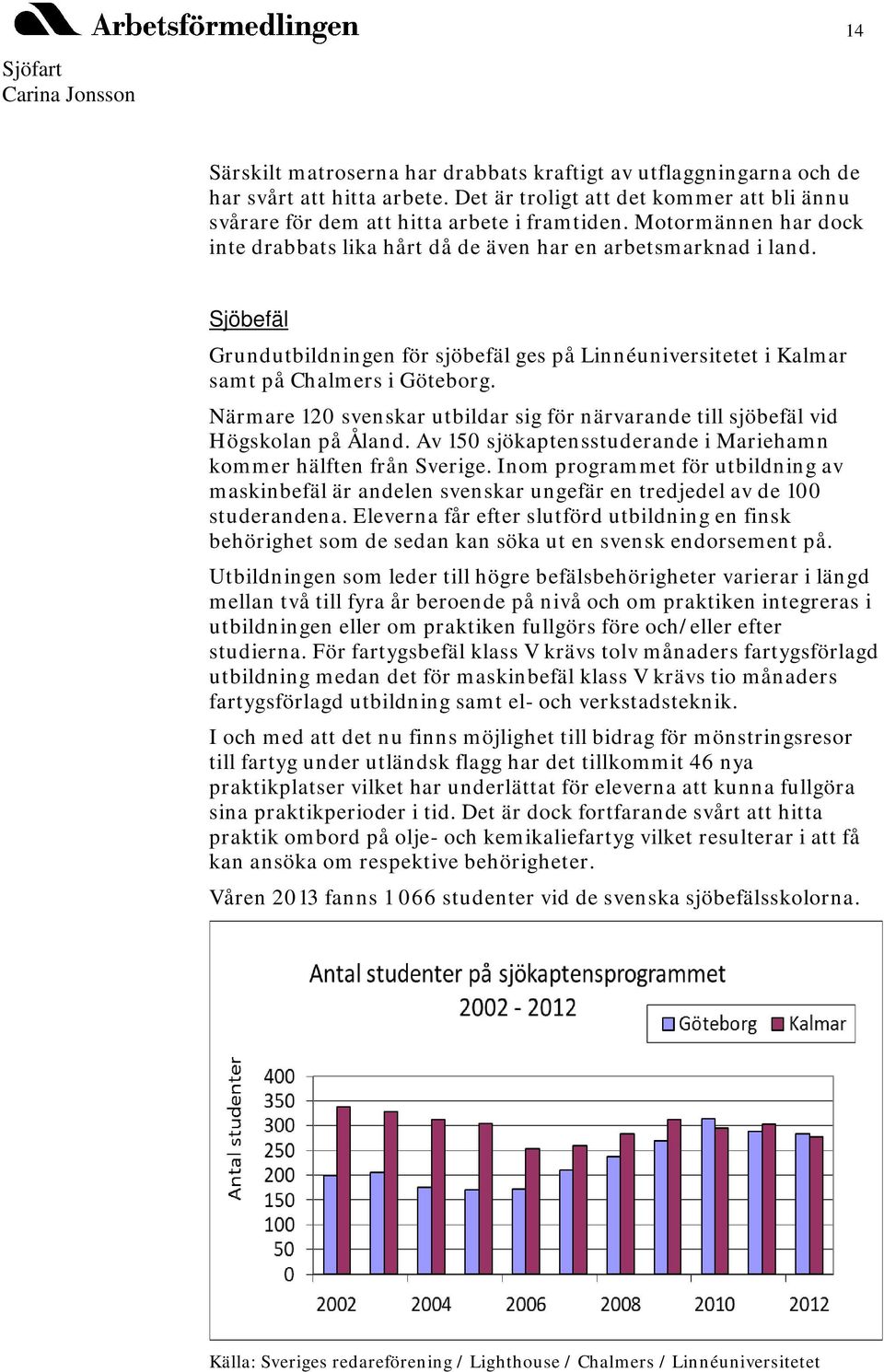 Närmare 120 svenskar utbildar sig för närvarande till sjöbefäl vid Högskolan på Åland. Av 150 sjökaptensstuderande i Mariehamn kommer hälften från Sverige.