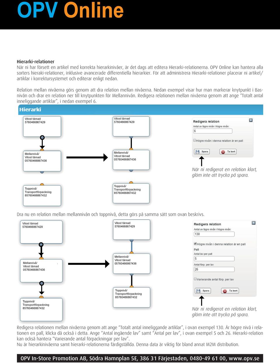 För att administrera Hierarki-relationer placerar ni artikel/ artiklar i korrektursystemet och editerar enligt nedan. Relation mellan nivåerna görs genom att dra relation mellan nivåerna.