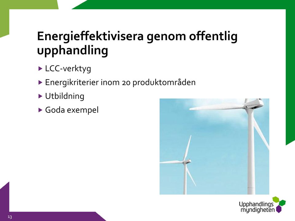 LCC-verktyg Energikriterier