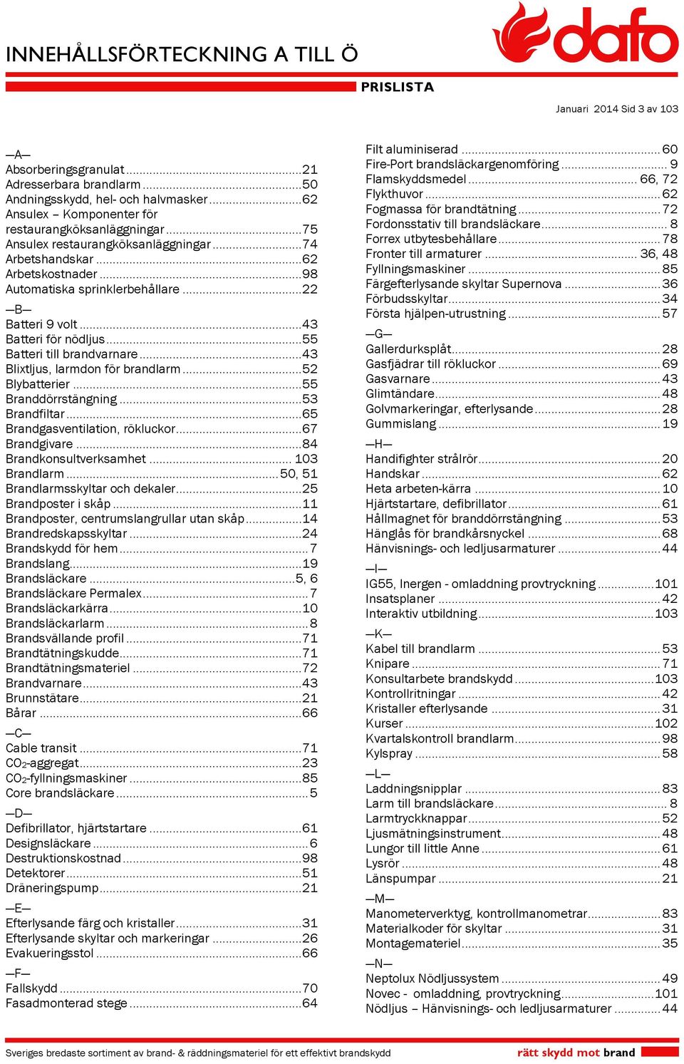 .. Blixtljus, larmdon för brandlarm... Blybatterier... Branddörrstängning... Brandfiltar... Brandgasventilation, rökluckor... Brandgivare... Brandkonsultverksamhet... Brandlarm.