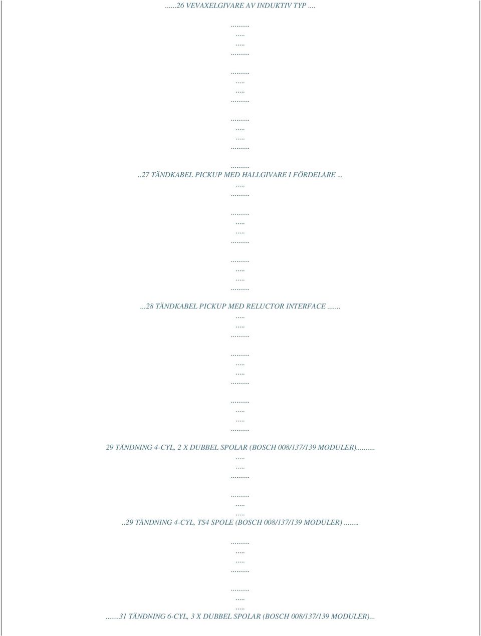 . 29 TÄNDNING 4-CYL, 2 X DUBBEL SPOLAR (BOSCH 008/137/139 MODULER).