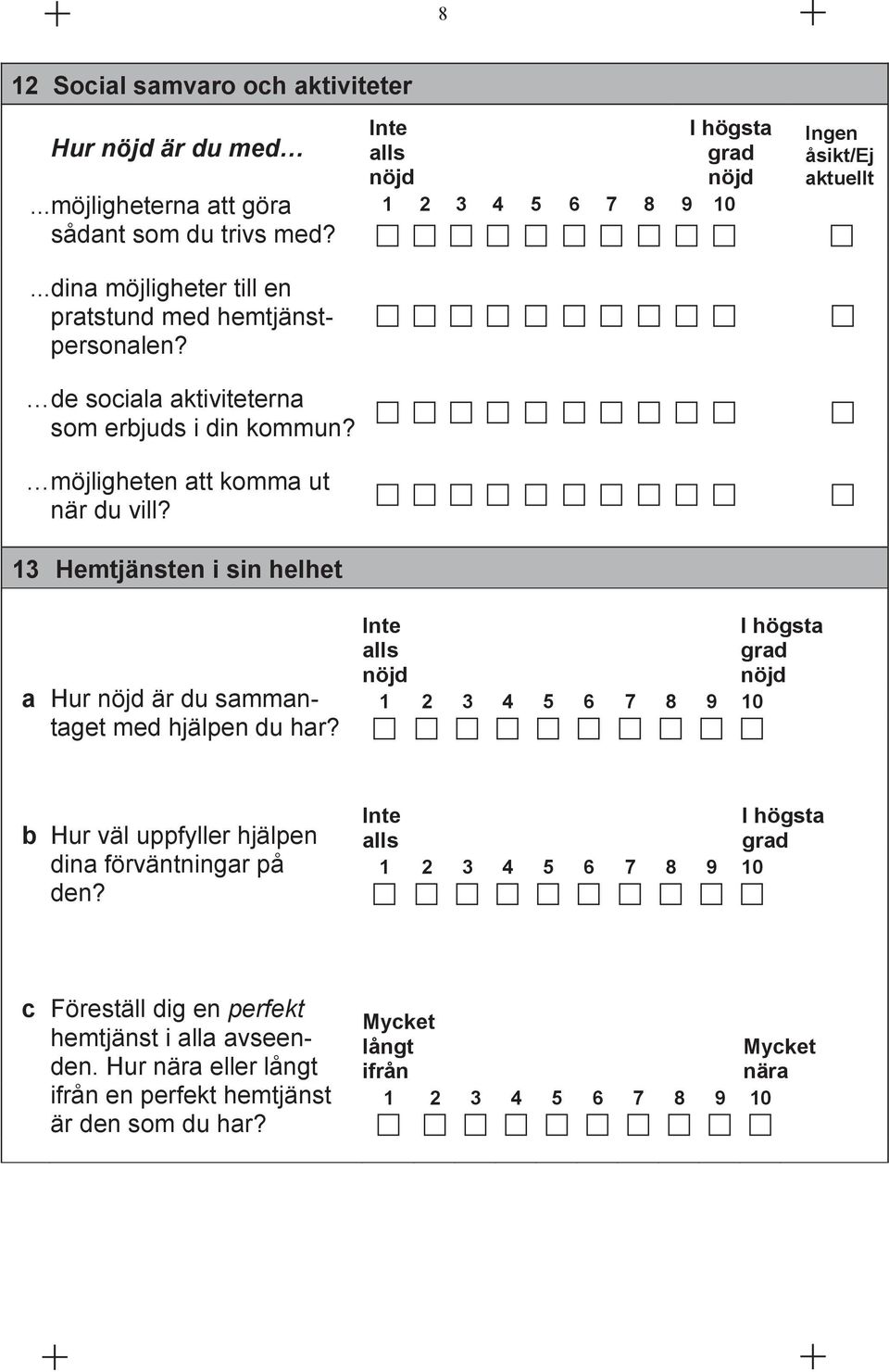 möjligheten att komma ut när du vill? 13 Hemtjänsten i sin helhet a Hur är du sammantaget med hjälpen du har?