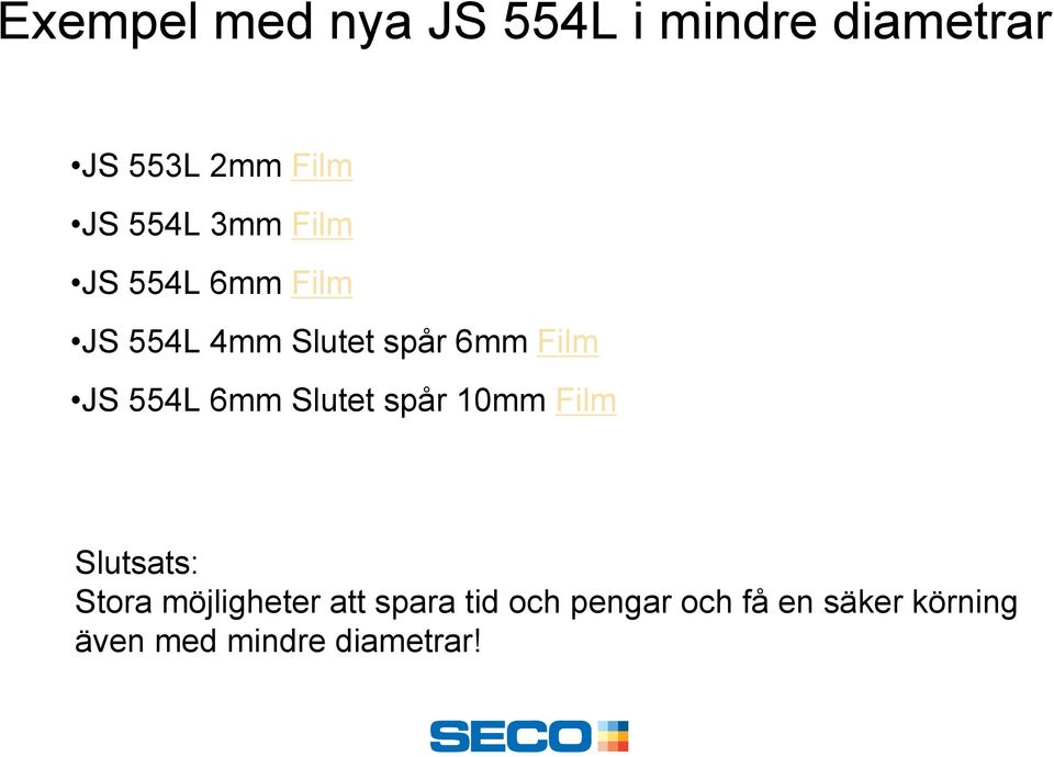 JS 554L 6mm Slutet spår 10mm Film Slutsats: Stora möjligheter att