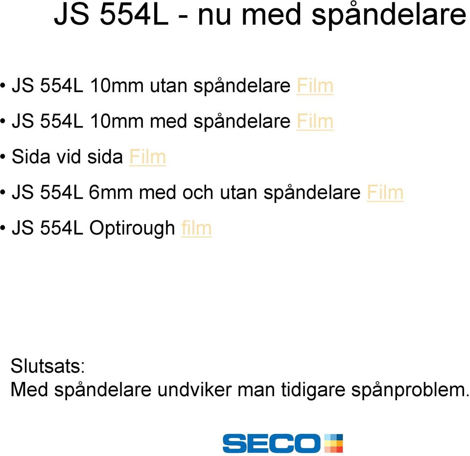 554L 6mm med och utan spåndelare Film JS 554L Optirough