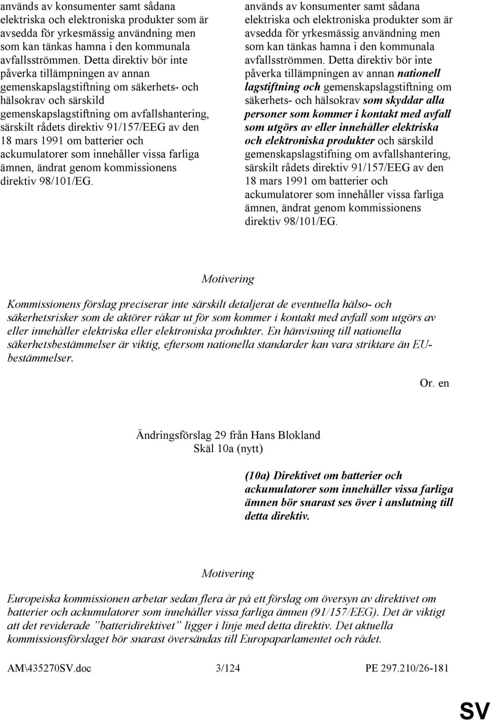 av den 18 mars 1991 om batterier och ackumulatorer som innehåller vissa farliga ämnen, ändrat genom kommissionens direktiv 98/101/EG.