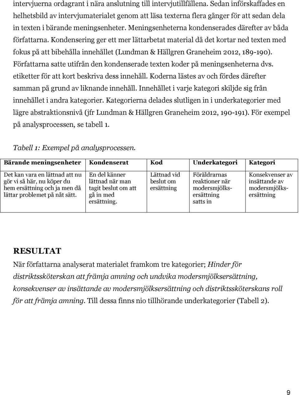 Meningsenheterna kondenserades därefter av båda författarna.