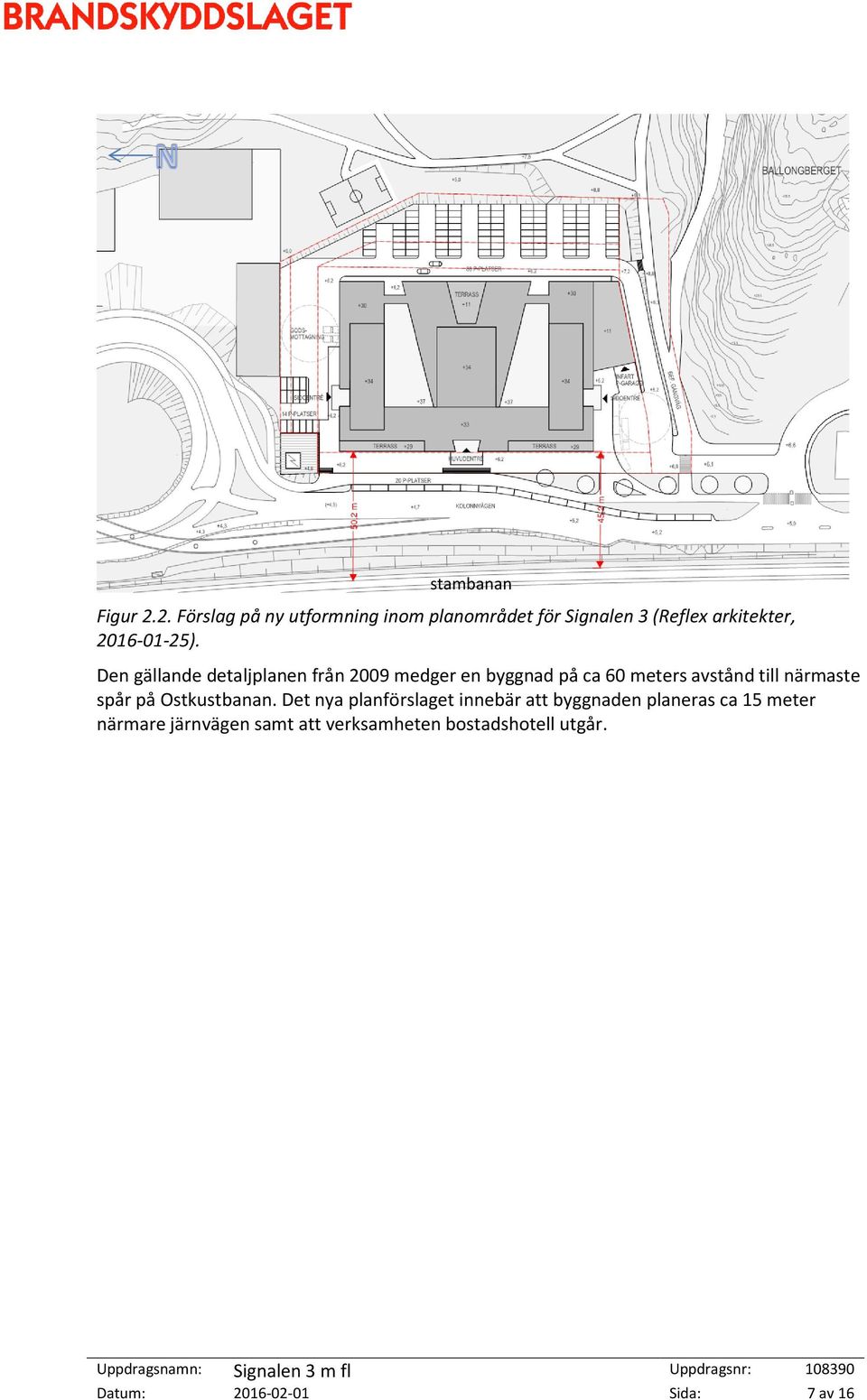 Den gällande detaljplanen från 2009 medger en byggnad på ca 60 meters avstånd till närmaste