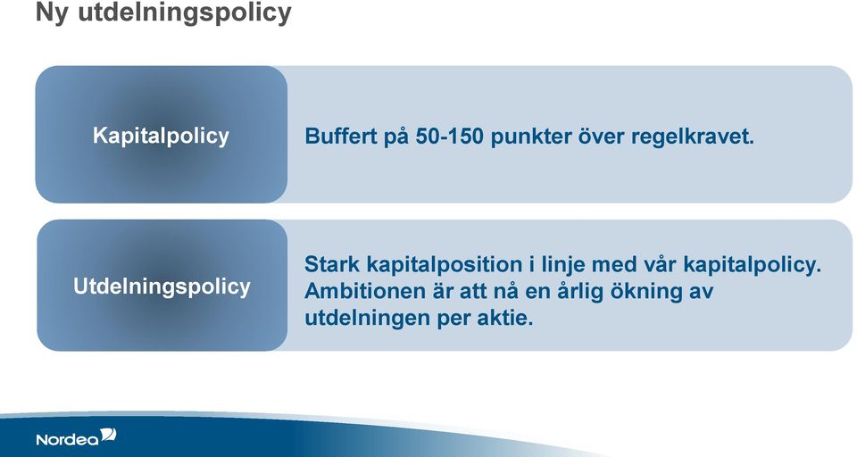 Utdelningspolicy Stark kapitalposition i linje med
