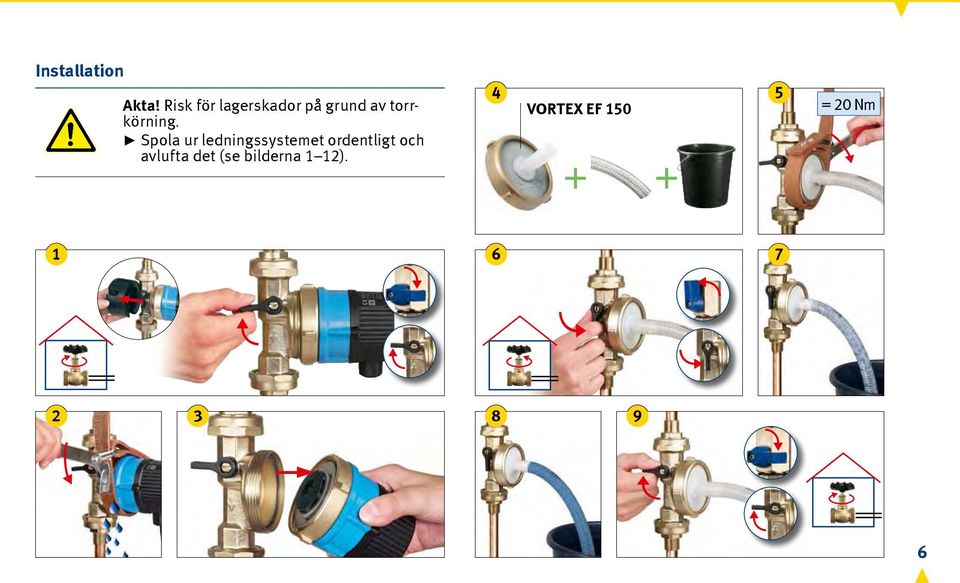 Spola ur ledningssystemet ordentligt och