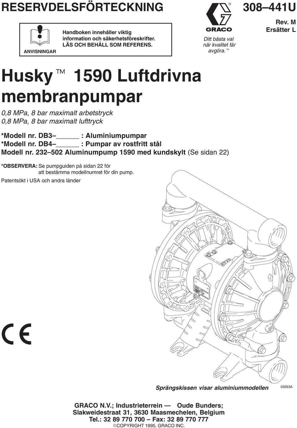 DB3 : Aluminiumpumpar *Modell nr. DB4 : Pumpar av rostfritt stål Modell nr.