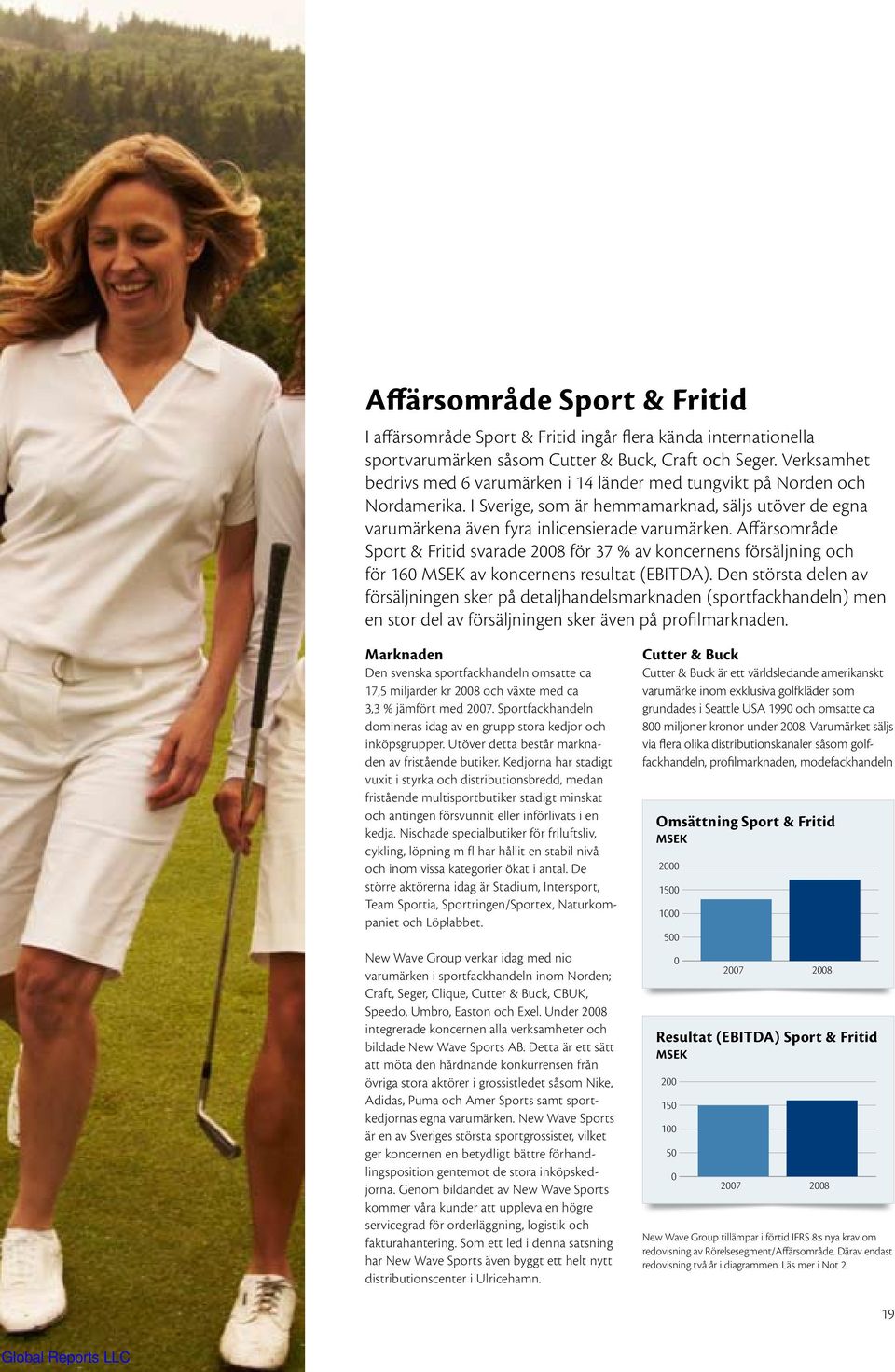 Affärsområde Sport & Fritid svarade 2008 för 37 % av koncernens försäljning och för 160 MSEK av koncernens resultat (EBITDA).