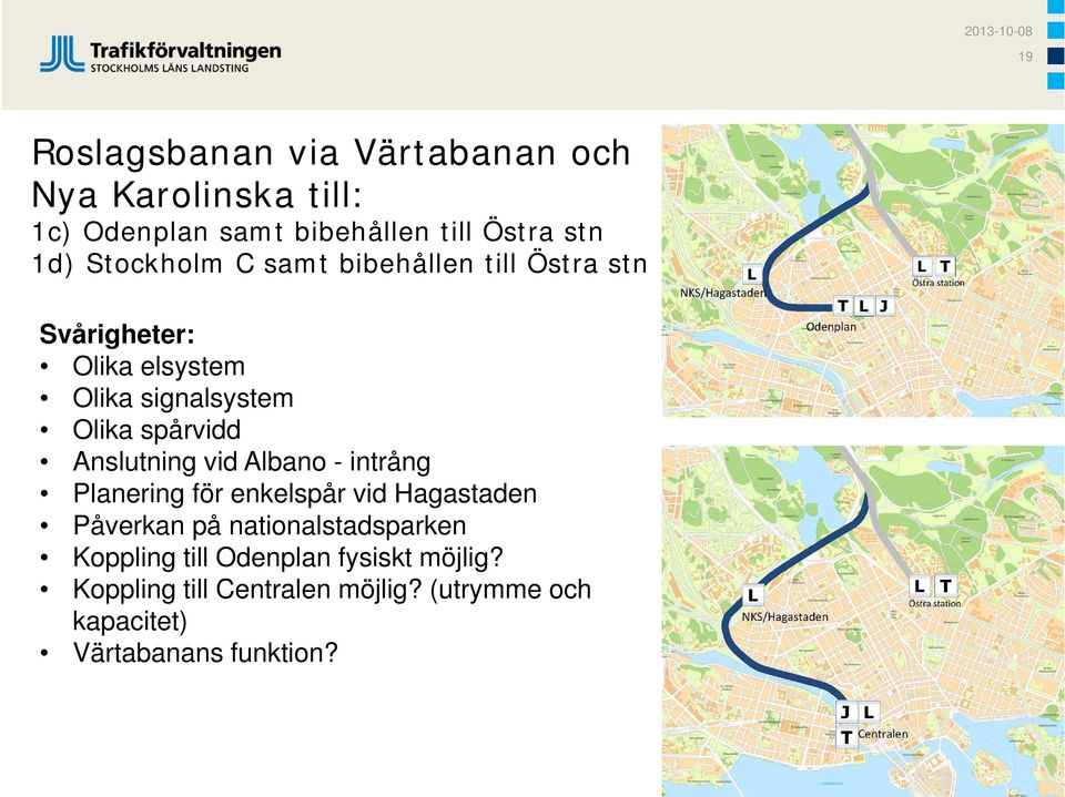 Anslutning vid Albano - intrång Planering för enkelspår vid Hagastaden Påverkan på nationalstadsparken