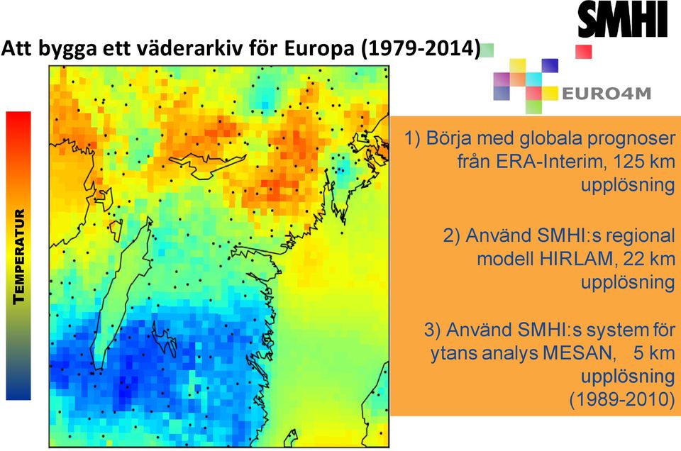 2) Använd SMHI:s regional modell HIRLAM, 22 km upplösning 3)