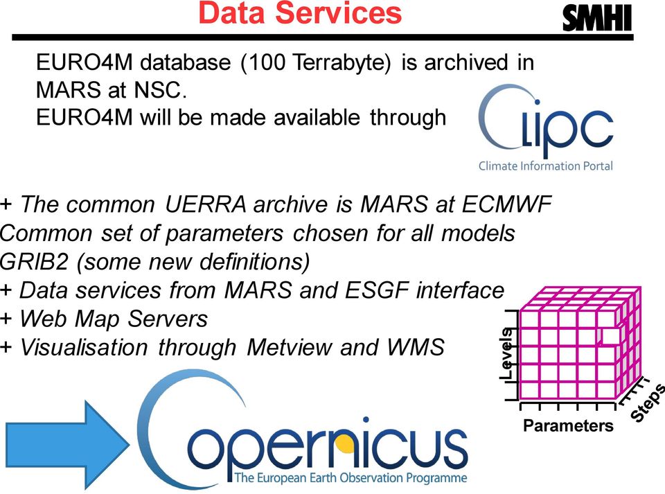 Common set of parameters chosen for all models GRIB2 (some new definitions) + Data