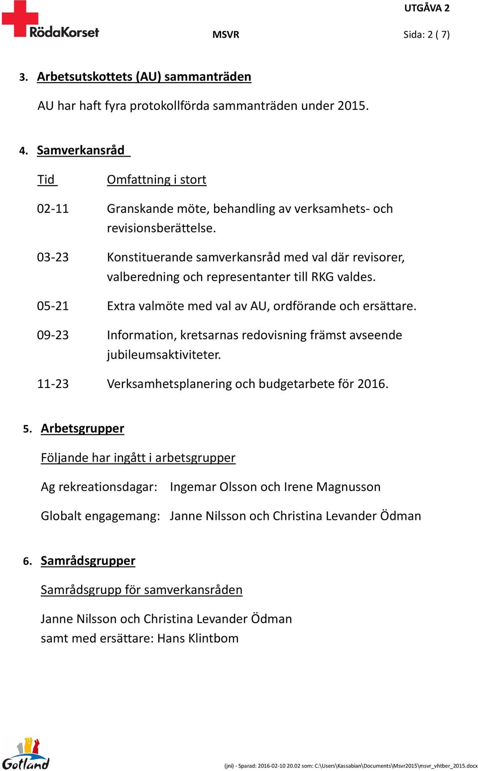 03-23 Konstituerande samverkansråd med val där revisorer, valberedning och representanter till RKG valdes. 05-21 Extra valmöte med val av AU, ordförande och ersättare.