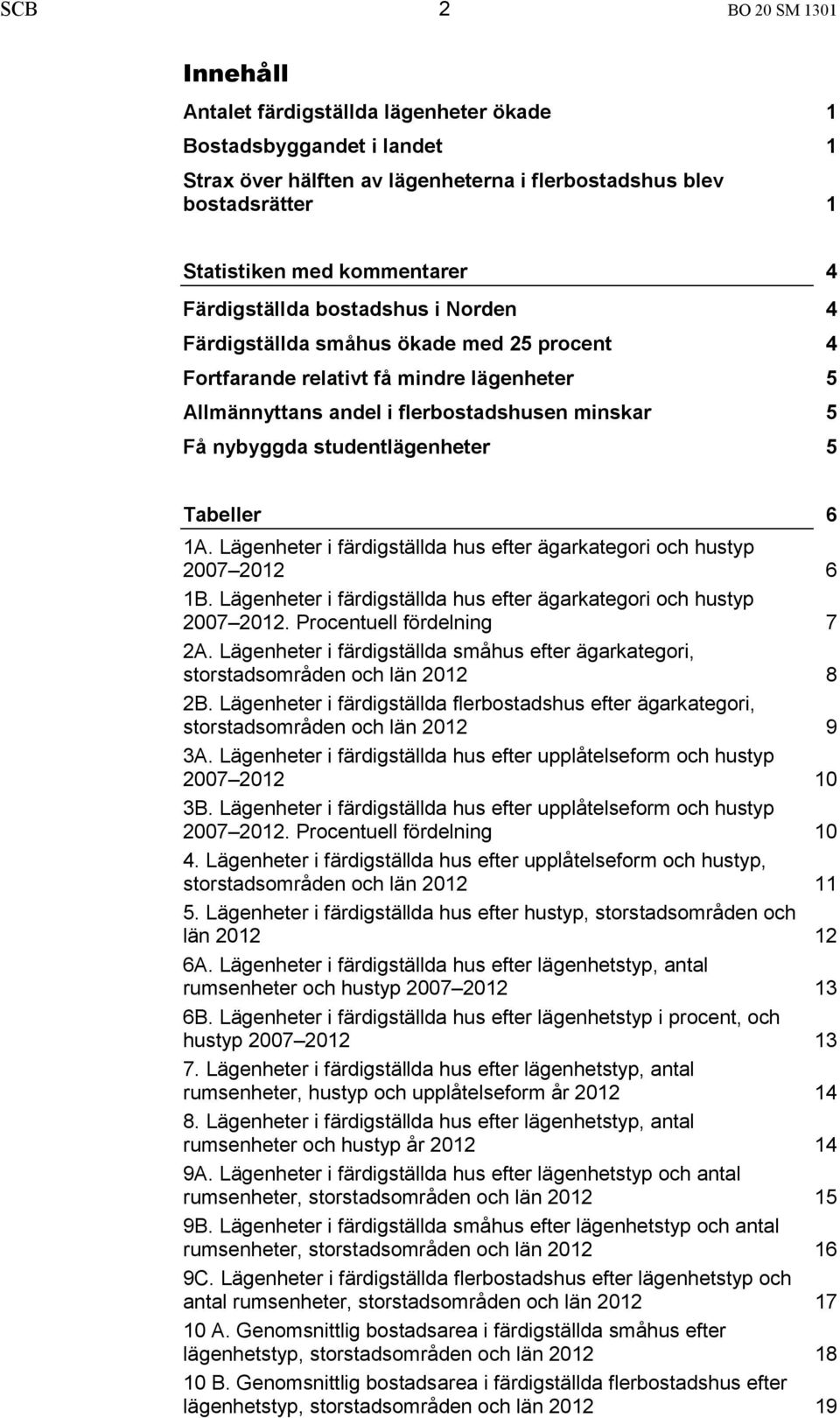 4 5 5 5 Tabeller 1A. Lägenheter i färdigställda hus efter ägarkategori och hustyp 2007 2012 1B. Lägenheter i färdigställda hus efter ägarkategori och hustyp 2007 2012. Procentuell fördelning 2A.