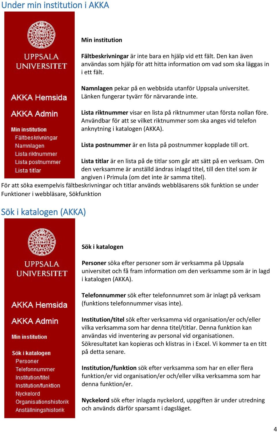 Användbar för att se vilket riktnummer som ska anges vid telefon anknytning i katalogen (AKKA). Lista postnummer är en lista på postnummer kopplade till ort.